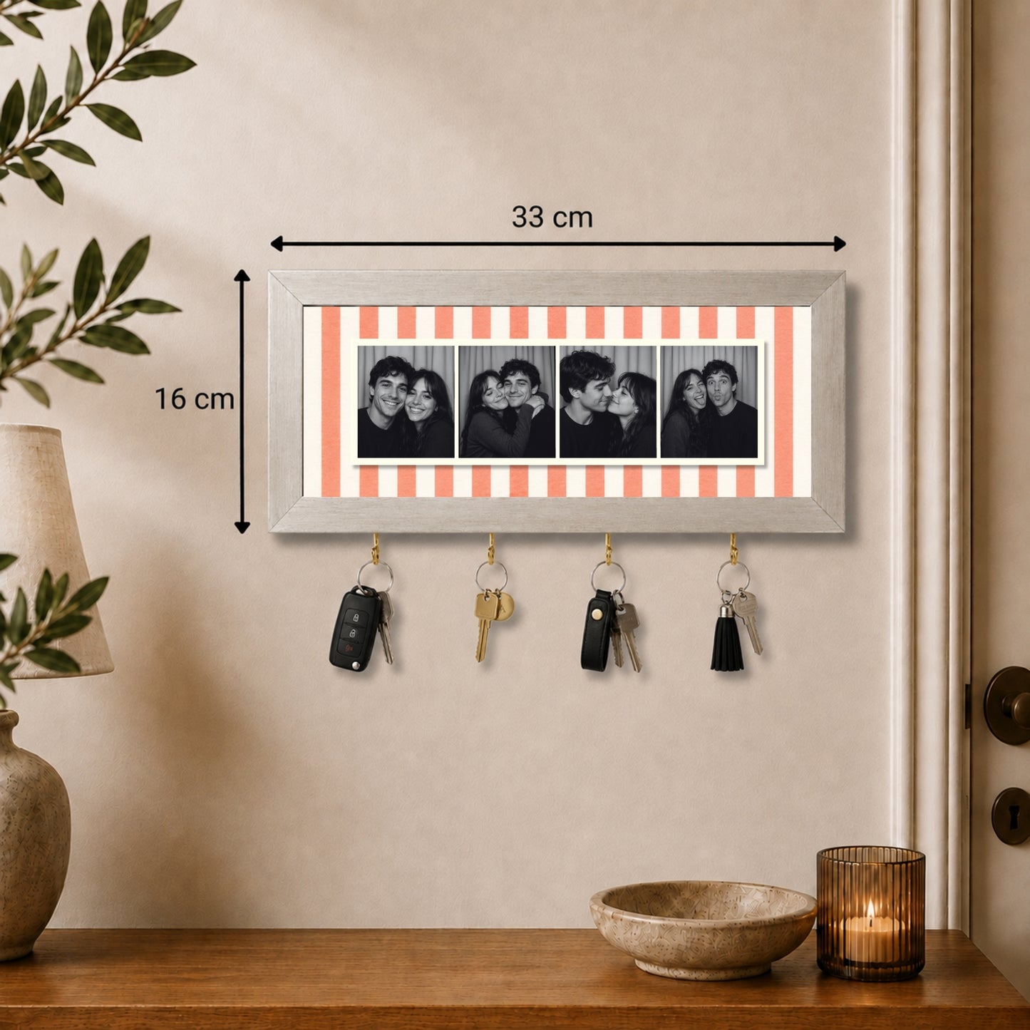 Kişiye Özel Photobooth Yatay Çerçeveli Anahtarlık - Coral