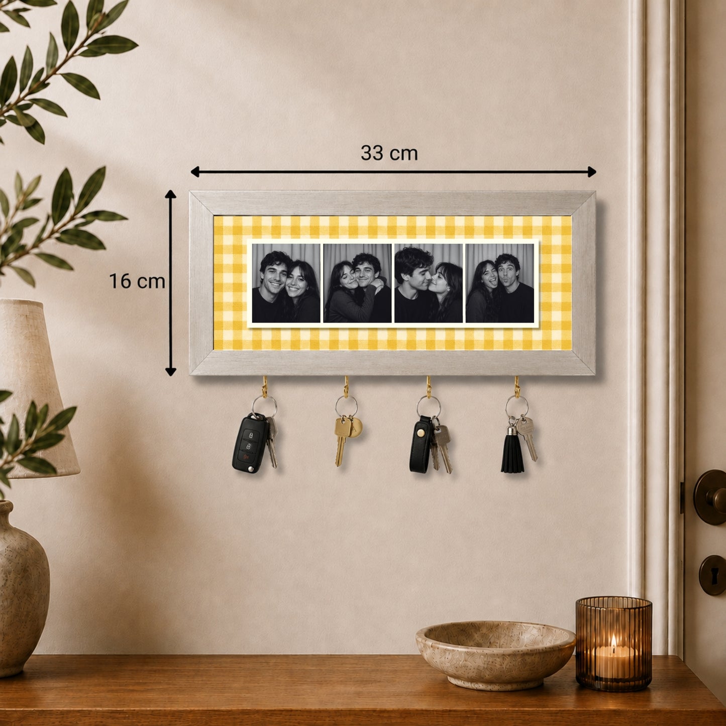 Kişiye Özel Photobooth Yatay Çerçeveli Anahtarlık - Lemon