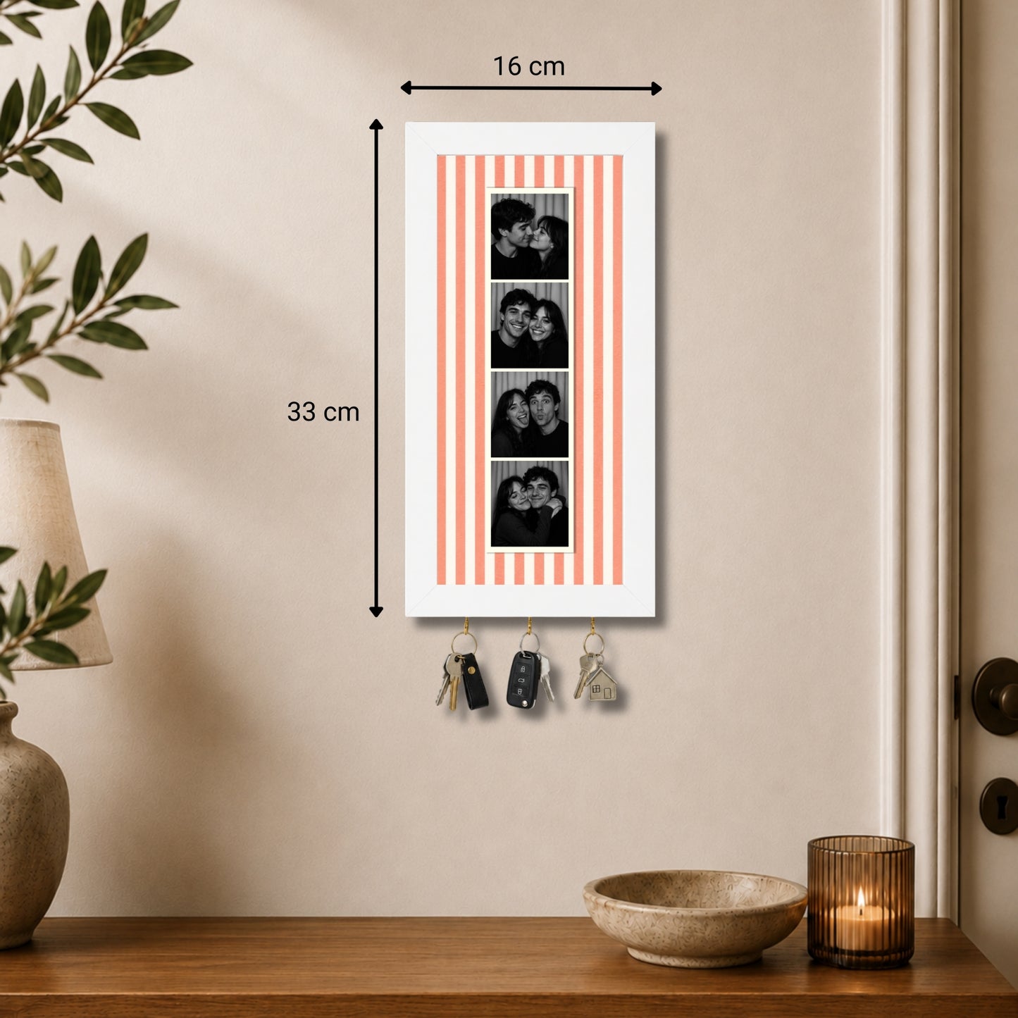 Kişiye Özel Photobooth Çerçeveli Anahtarlık - Coral