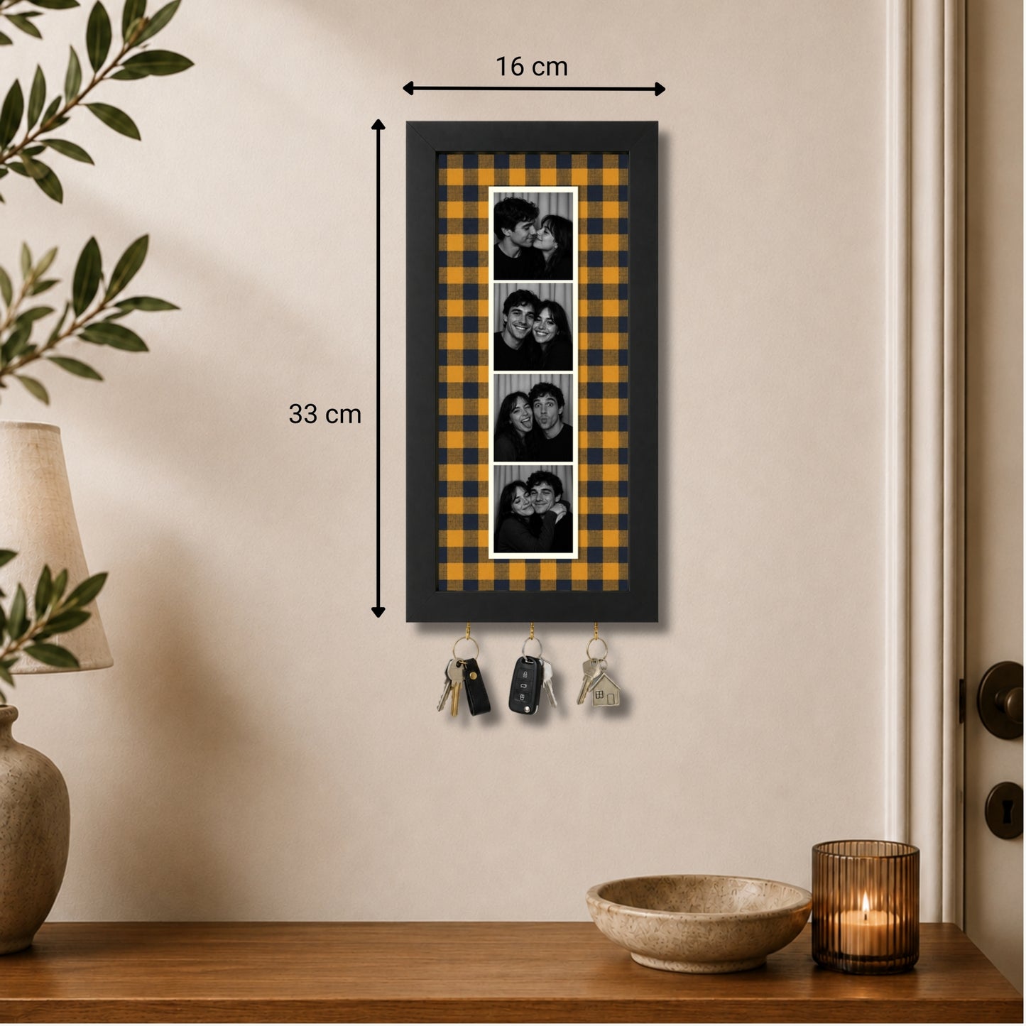 Kişiye Özel Photobooth Çerçeveli Anahtarlık - Mustard