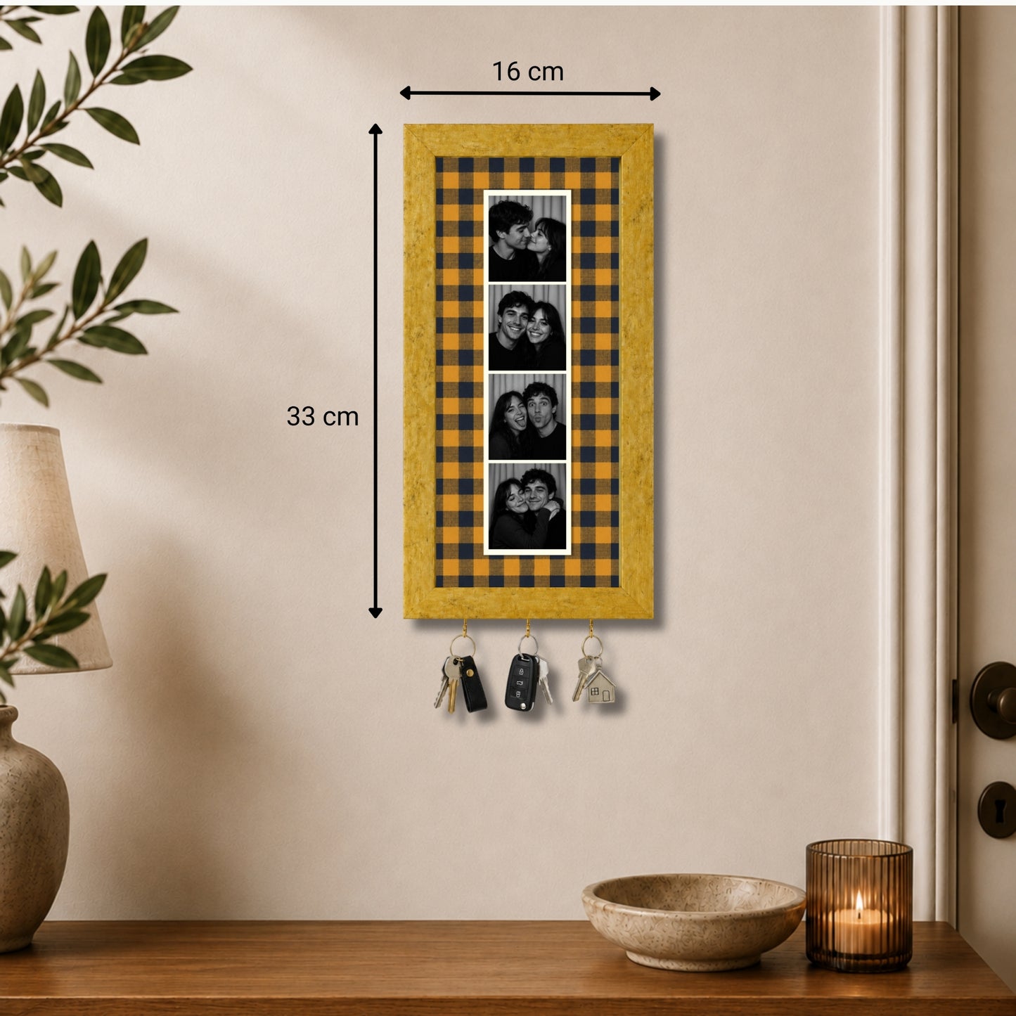 Kişiye Özel Photobooth Çerçeveli Anahtarlık - Mustard