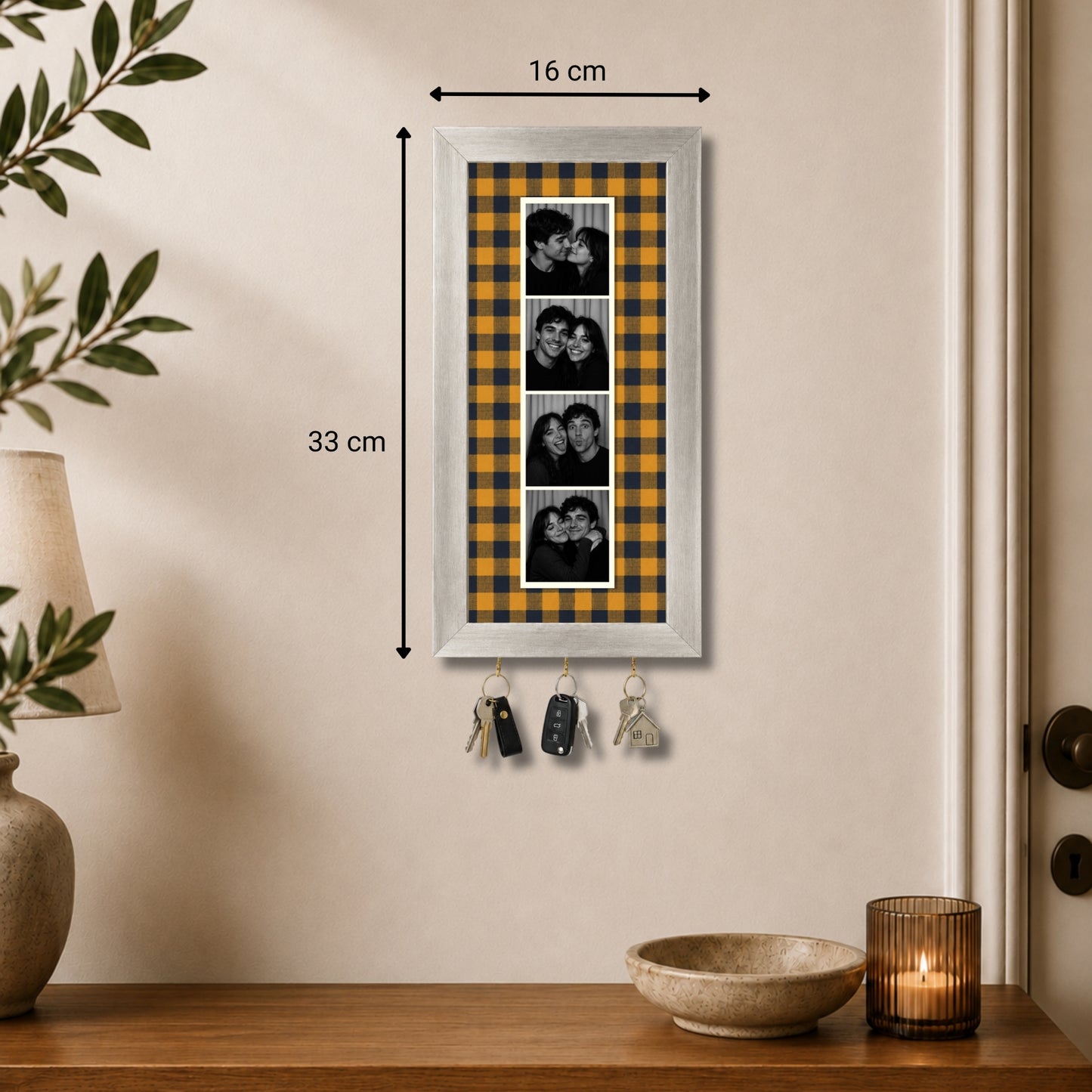 Kişiye Özel Photobooth Çerçeveli Anahtarlık - Mustard