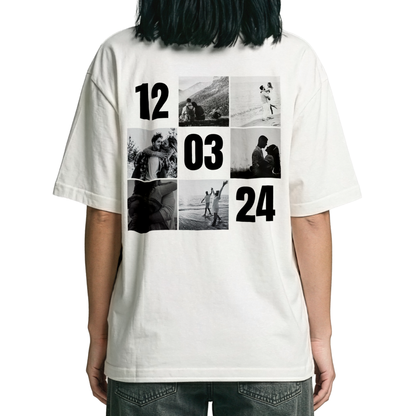 Kişiye Özel DATE Baskılı Beyaz Basic Unisex Tişört