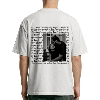 Kişiye Özel LOVE Baskılı Beyaz Basic Unisex Tişört