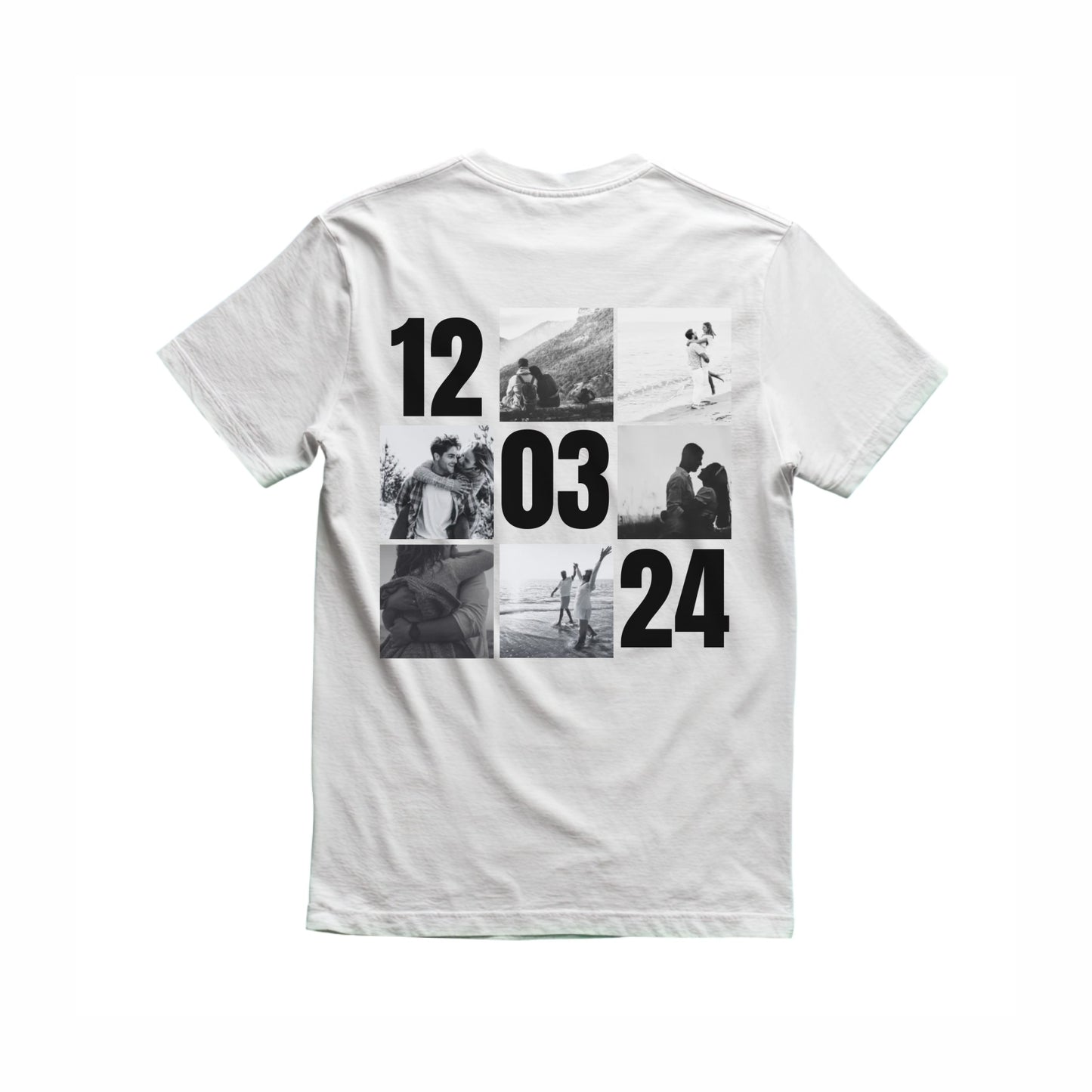 Kişiye Özel DATE Baskılı Beyaz Basic Unisex Tişört