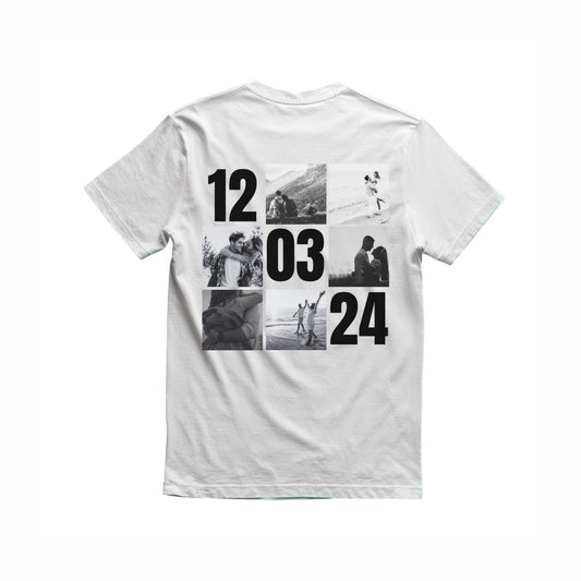 Kişiye Özel DATE Baskılı Beyaz Basic Unisex Tişört