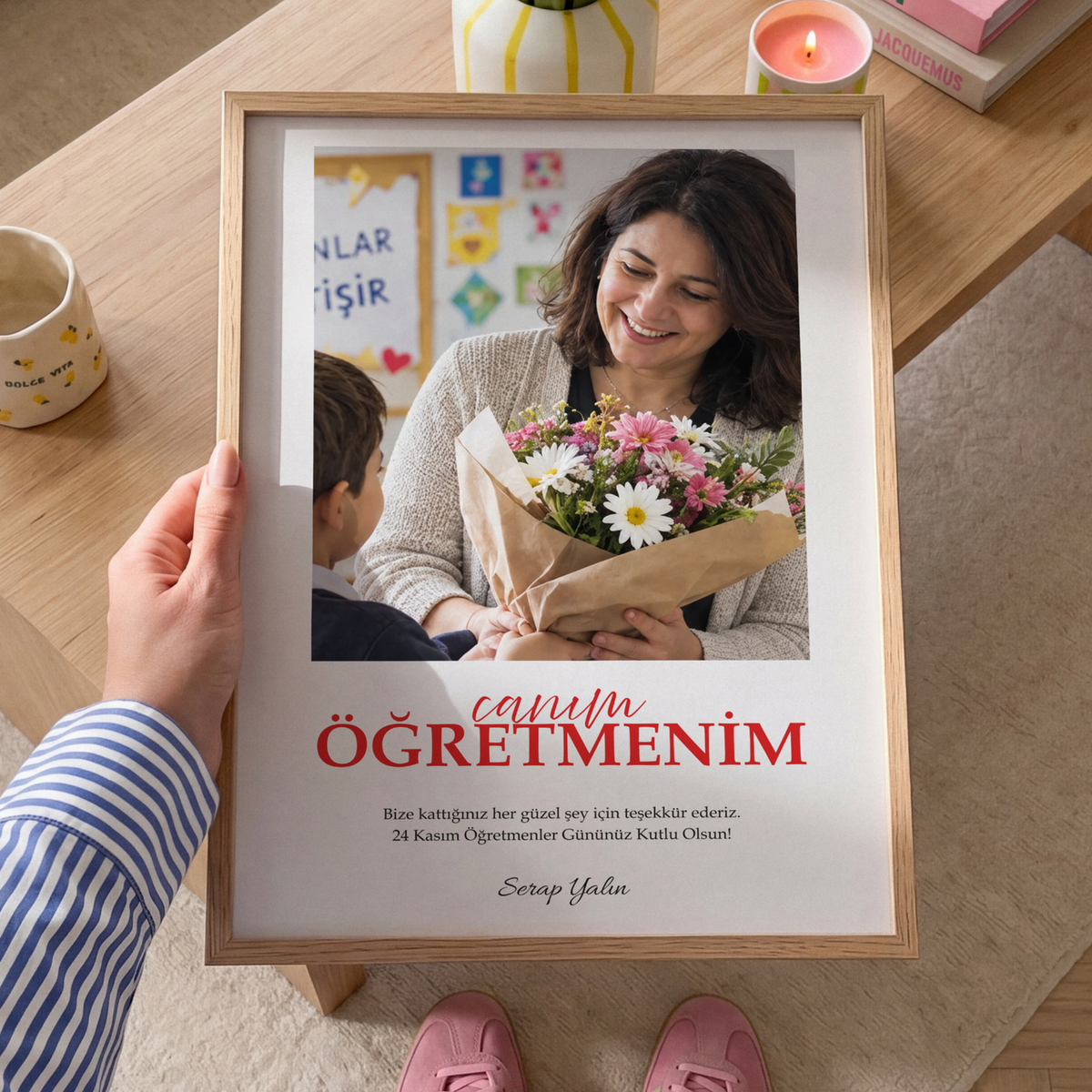 Canım Öğretmenim Öğretmenler Günü Kişiye Özel Çerçeveli Tablo