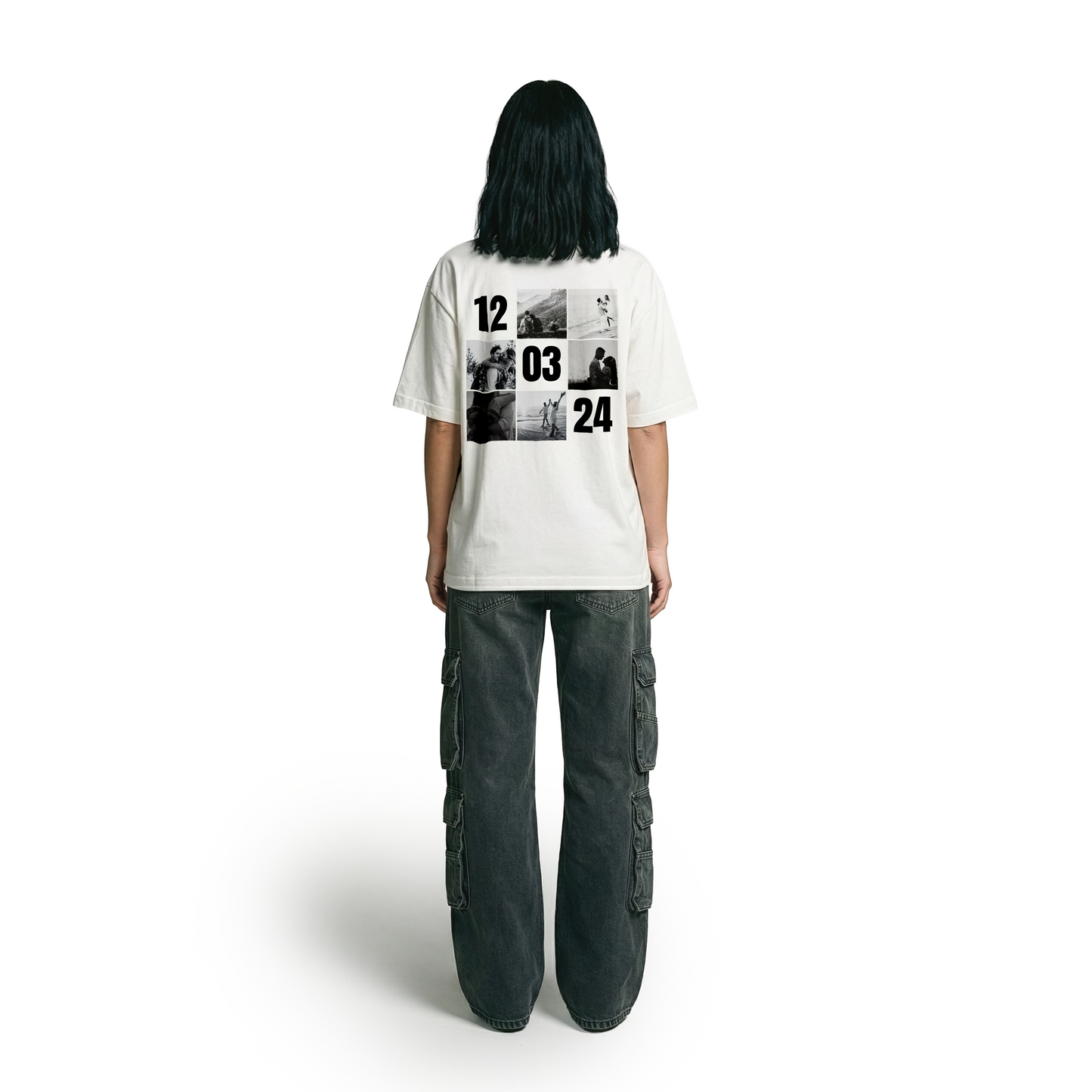 Kişiye Özel DATE Baskılı Beyaz Basic Unisex Tişört