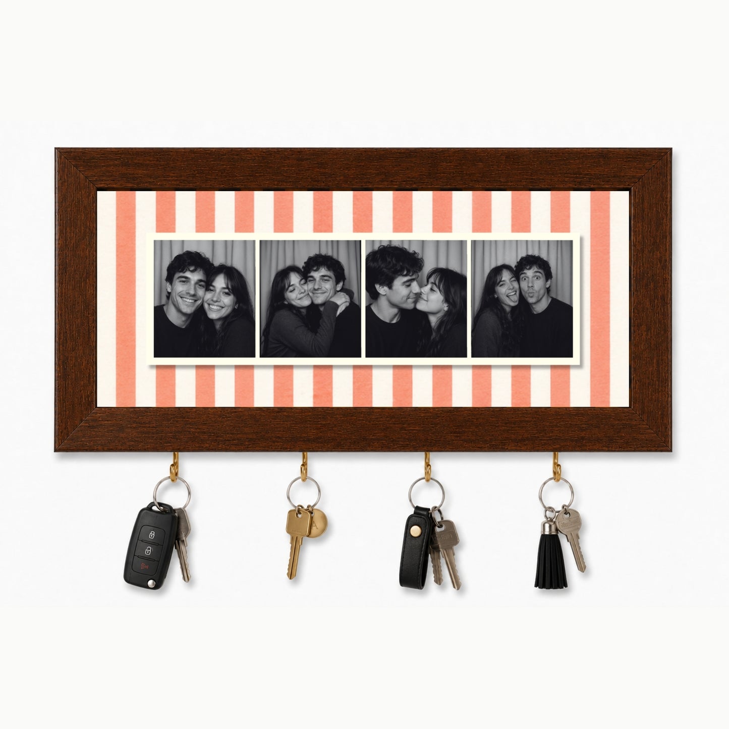 Kişiye Özel Photobooth Yatay Çerçeveli Anahtarlık - Coral