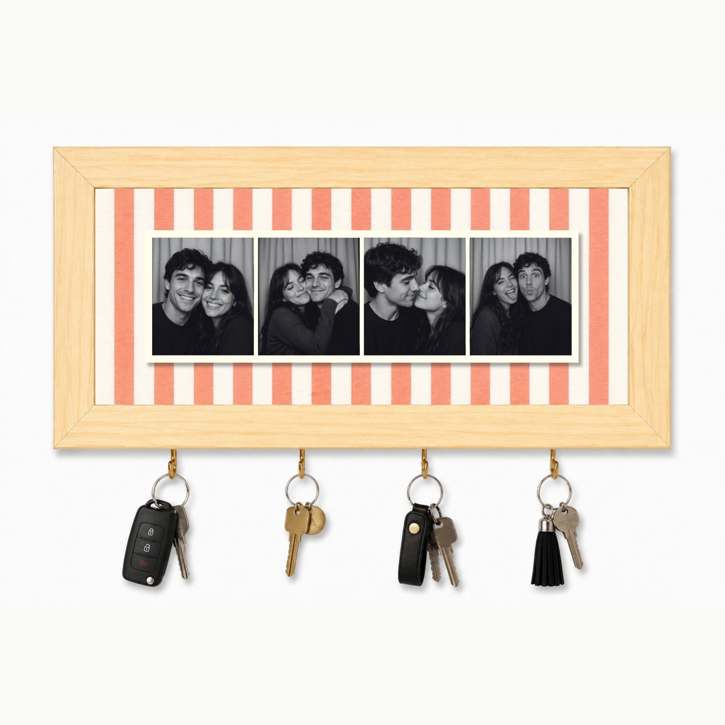 Kişiye Özel Photobooth Yatay Çerçeveli Anahtarlık - Coral