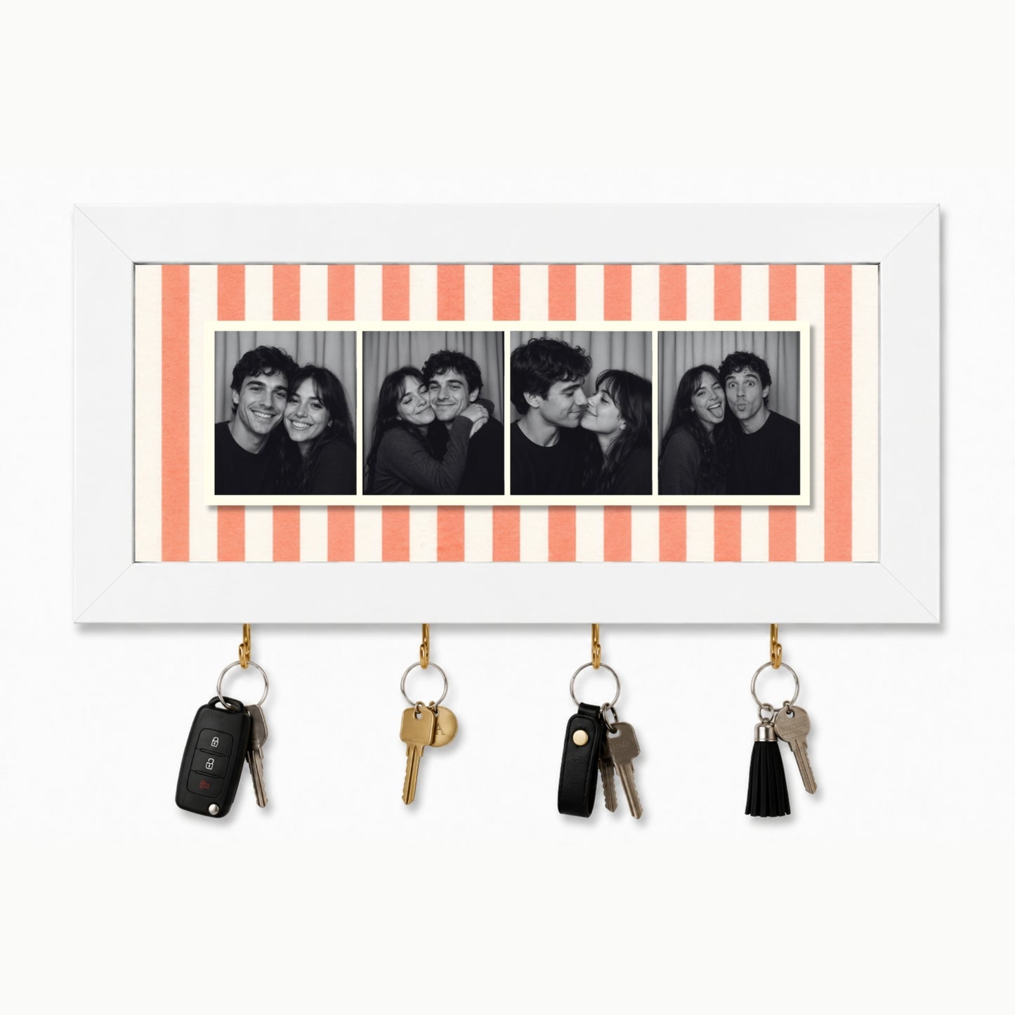 Kişiye Özel Photobooth Yatay Çerçeveli Anahtarlık - Coral
