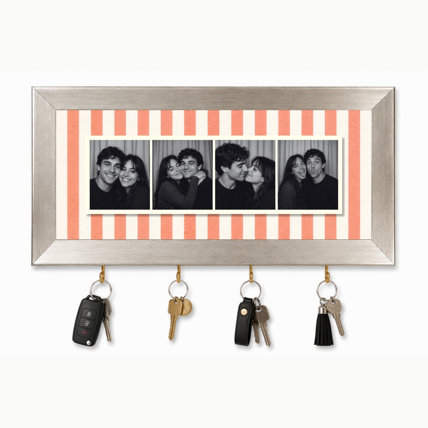 Kişiye Özel Photobooth Yatay Çerçeveli Anahtarlık - Coral