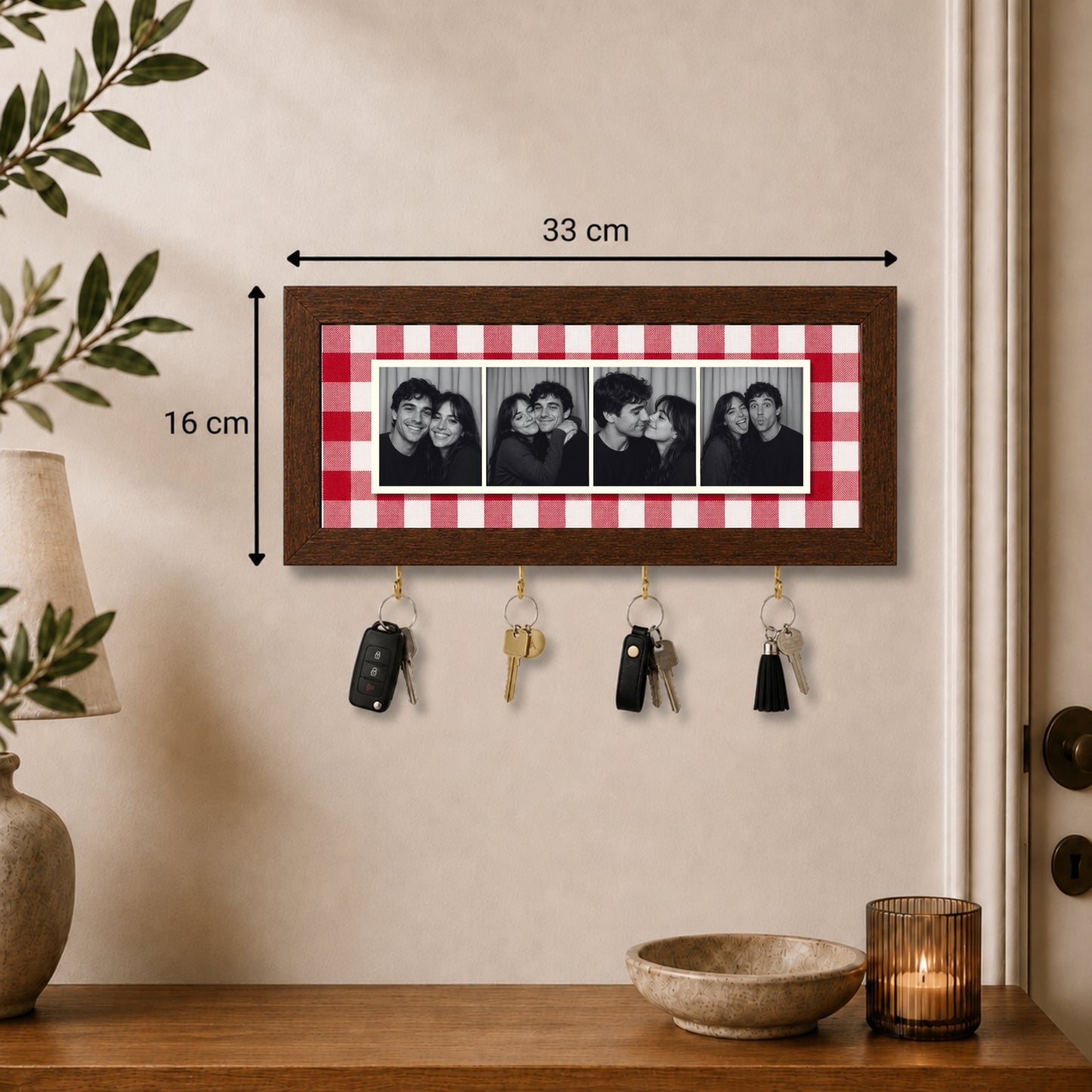 Kişiye Özel Photobooth Yatay Çerçeveli Anahtarlık - Cherry