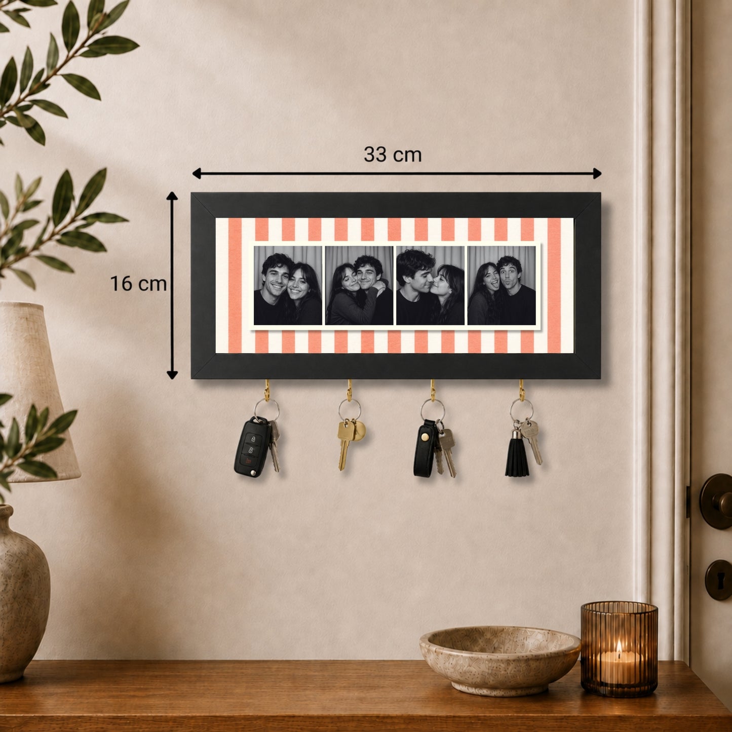 Kişiye Özel Photobooth Yatay Çerçeveli Anahtarlık - Coral