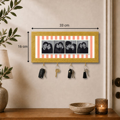 Kişiye Özel Photobooth Yatay Çerçeveli Anahtarlık - Coral