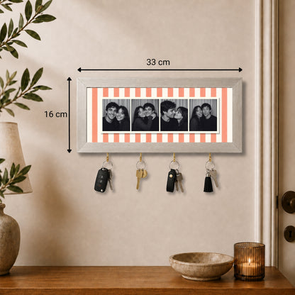 Kişiye Özel Photobooth Yatay Çerçeveli Anahtarlık - Coral