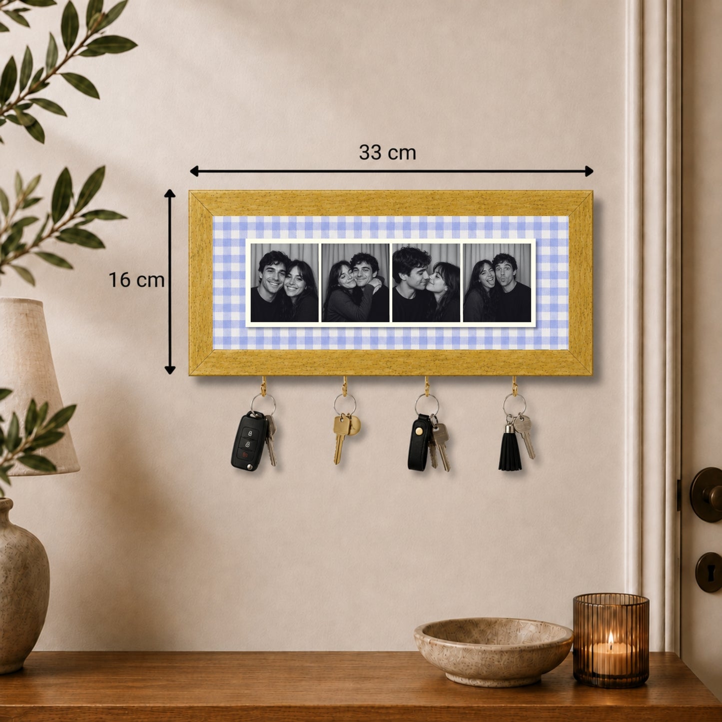 Kişiye Özel Photobooth Yatay Çerçeveli Anahtarlık - Lavender