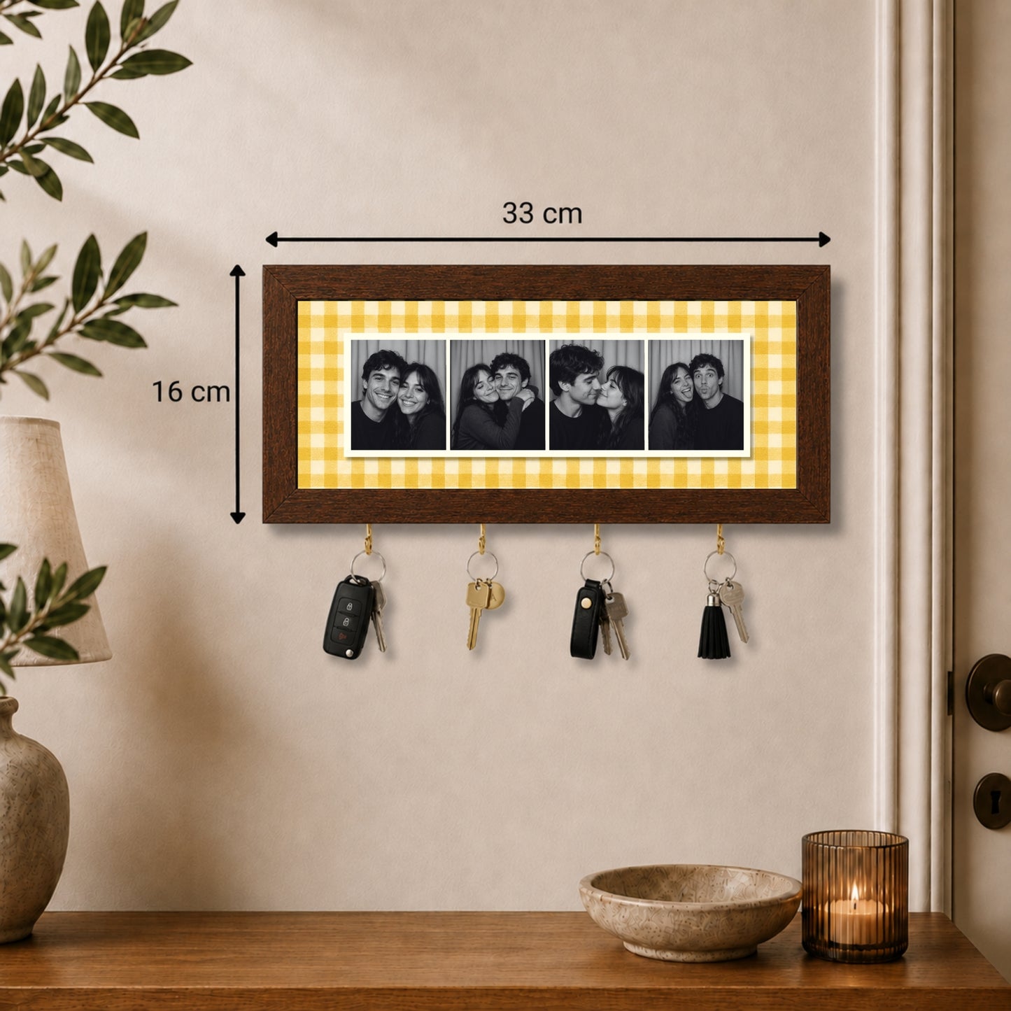 Kişiye Özel Photobooth Yatay Çerçeveli Anahtarlık - Lemon