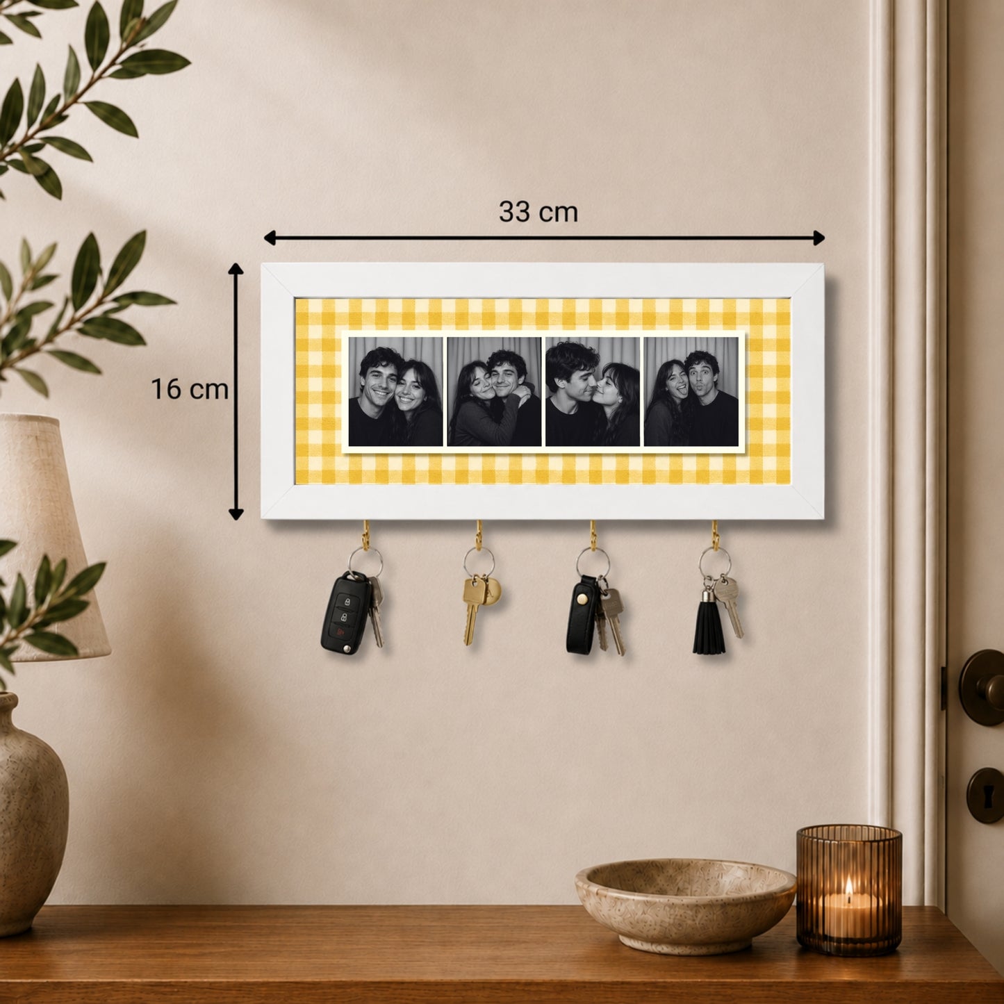 Kişiye Özel Photobooth Yatay Çerçeveli Anahtarlık - Lemon