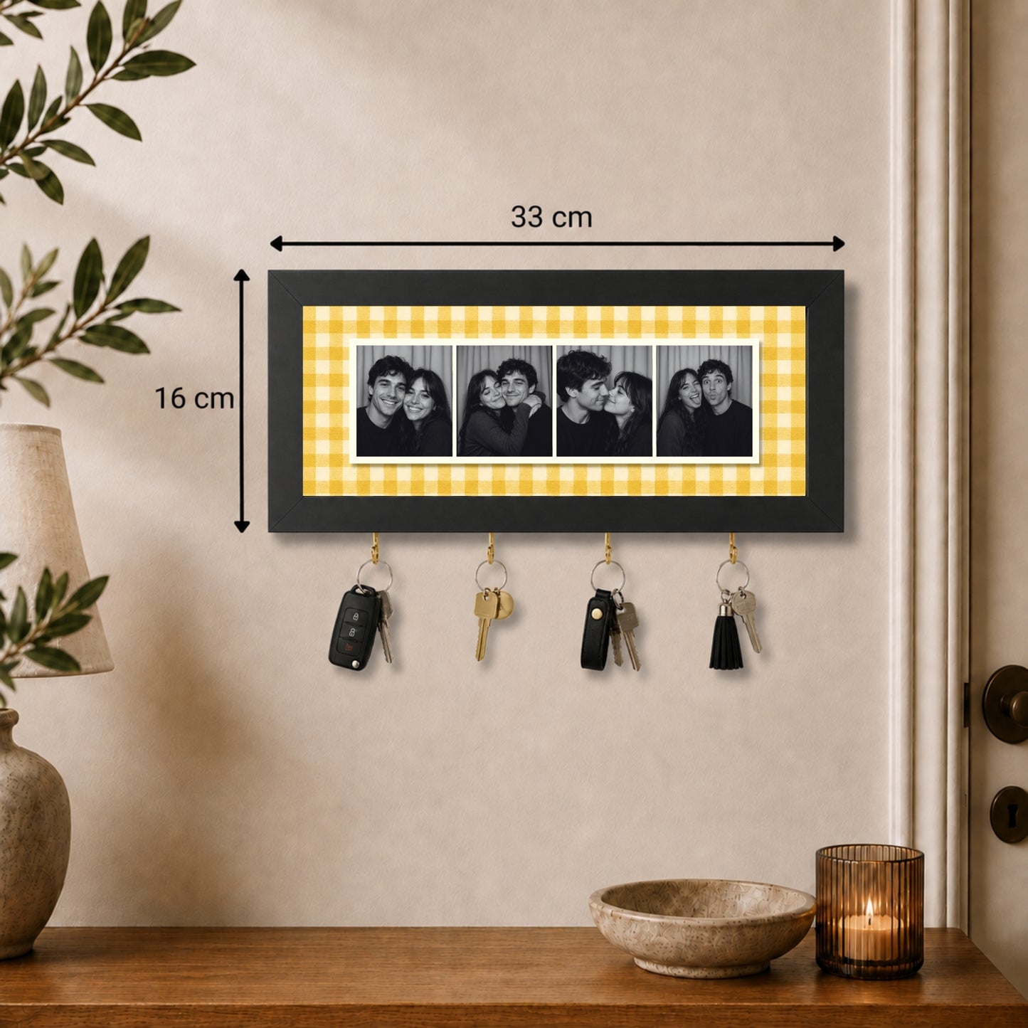 Kişiye Özel Photobooth Yatay Çerçeveli Anahtarlık - Lemon