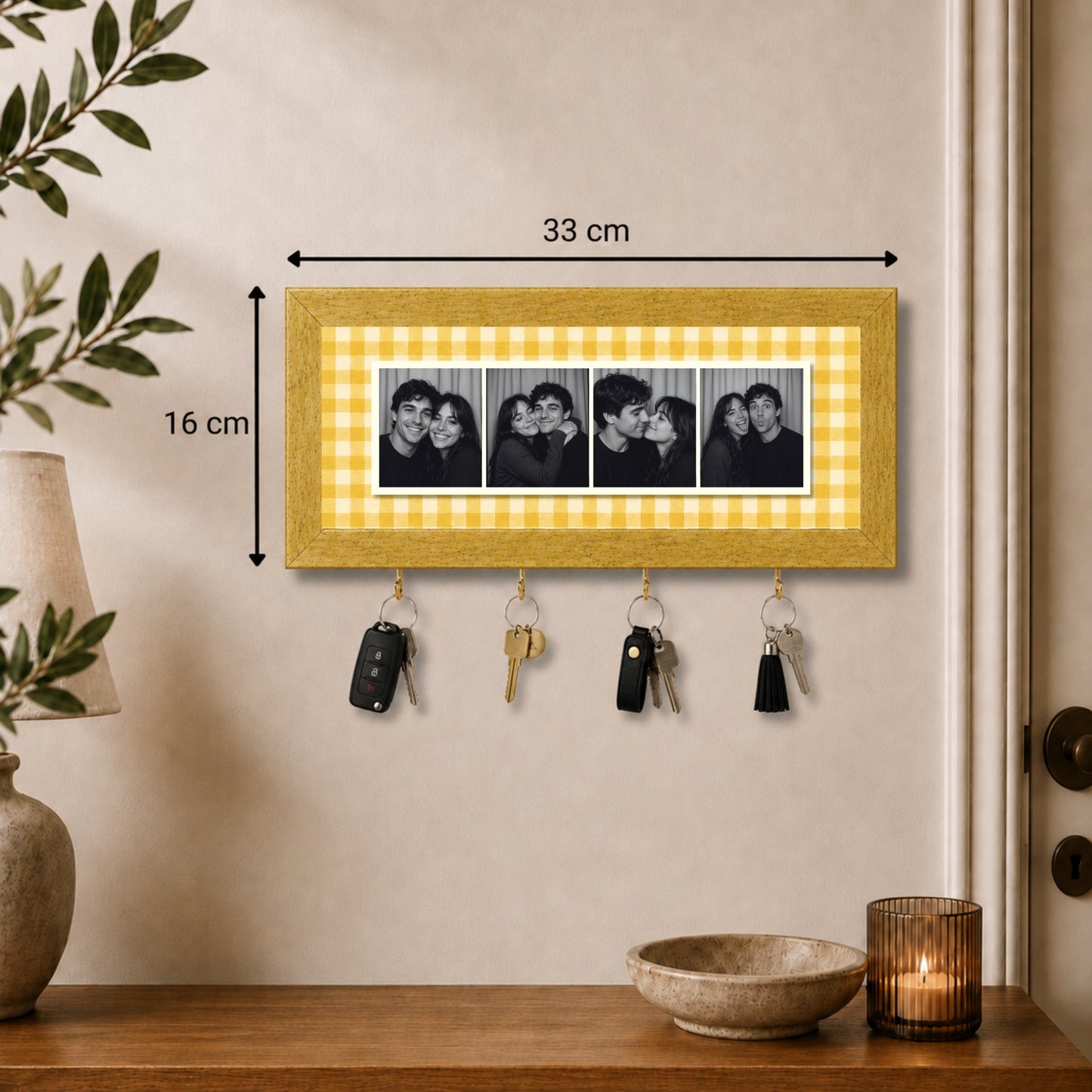 Kişiye Özel Photobooth Yatay Çerçeveli Anahtarlık - Lemon