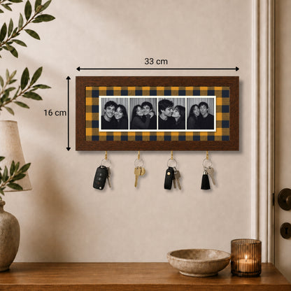 Kişiye Özel Photobooth Yatay Çerçeveli Anahtarlık - Mustard