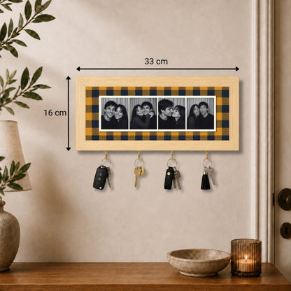 Kişiye Özel Photobooth Yatay Çerçeveli Anahtarlık - Mustard