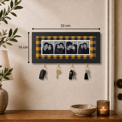 Kişiye Özel Photobooth Yatay Çerçeveli Anahtarlık - Mustard