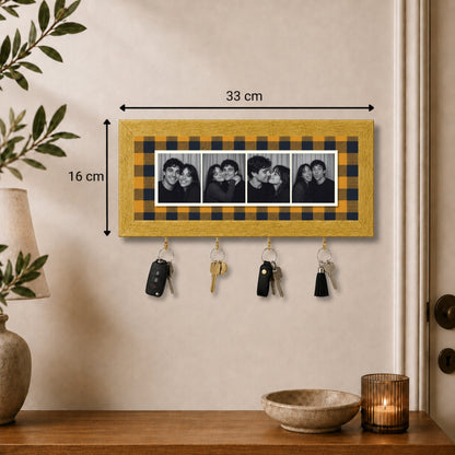 Kişiye Özel Photobooth Yatay Çerçeveli Anahtarlık - Mustard