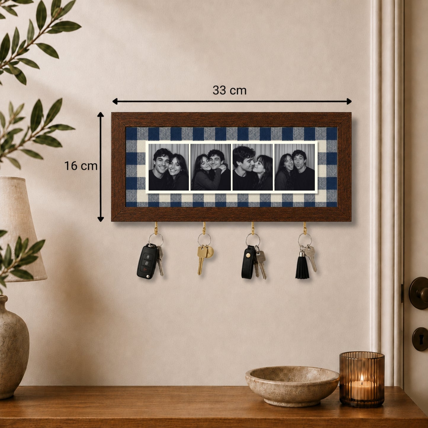 Kişiye Özel Photobooth Yatay Çerçeveli Anahtarlık - Navy