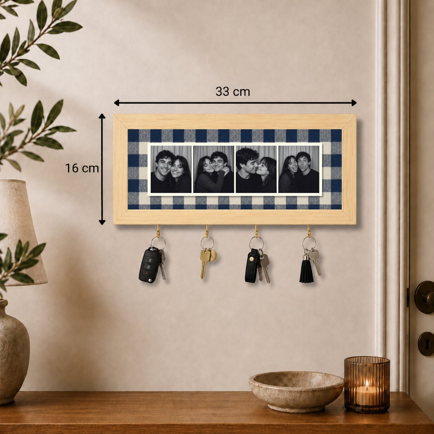 Kişiye Özel Photobooth Yatay Çerçeveli Anahtarlık - Navy