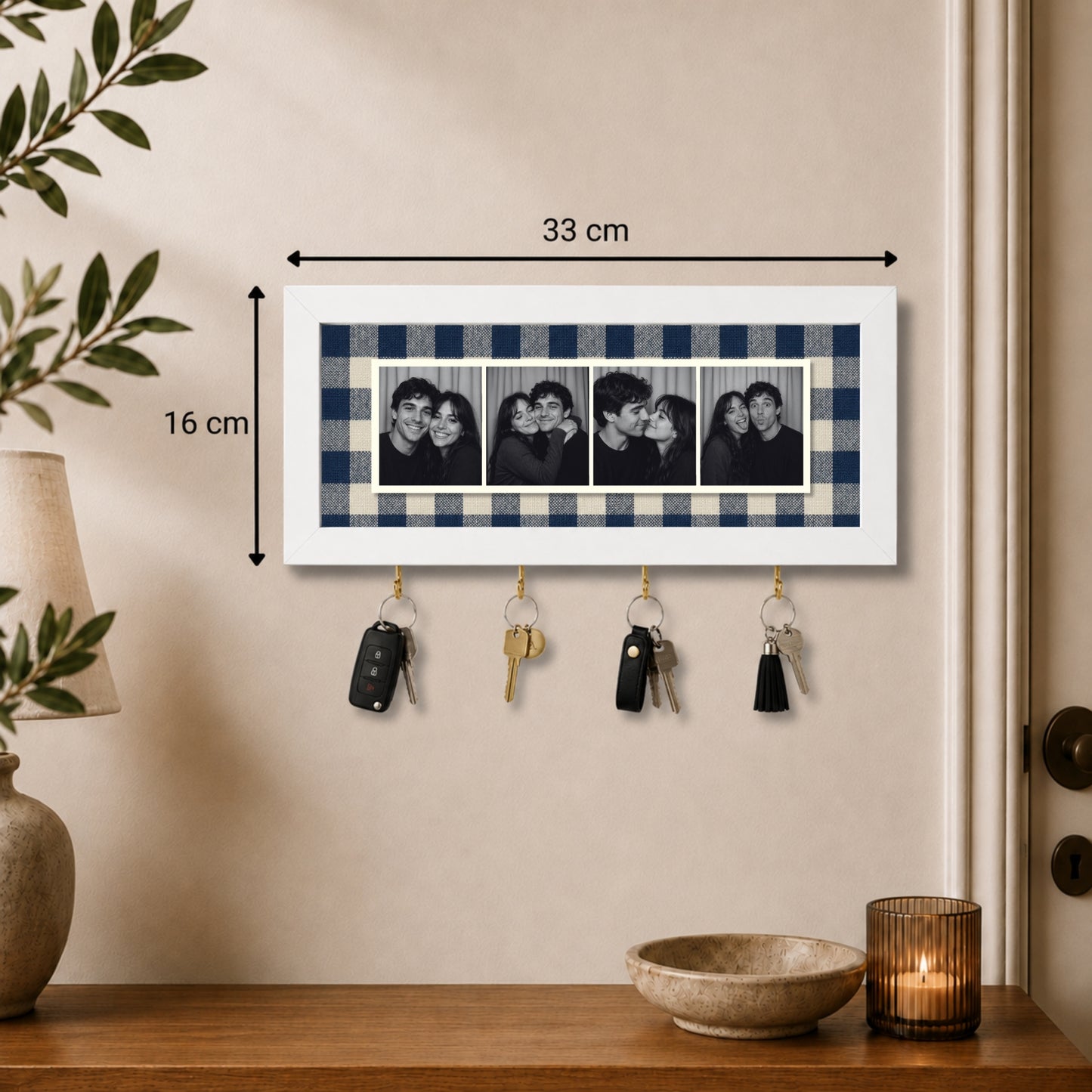 Kişiye Özel Photobooth Yatay Çerçeveli Anahtarlık - Navy