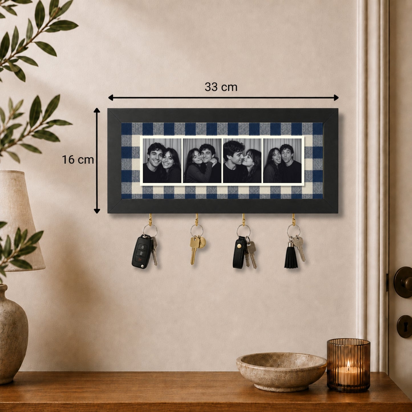 Kişiye Özel Photobooth Yatay Çerçeveli Anahtarlık - Navy