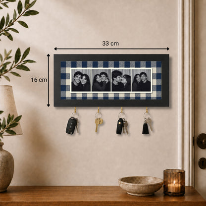 Kişiye Özel Photobooth Yatay Çerçeveli Anahtarlık - Navy
