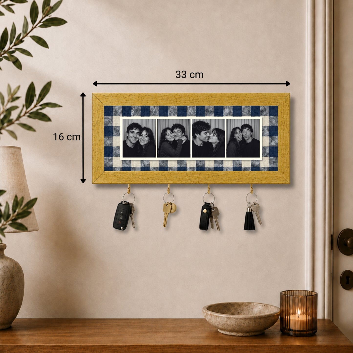 Kişiye Özel Photobooth Yatay Çerçeveli Anahtarlık - Navy