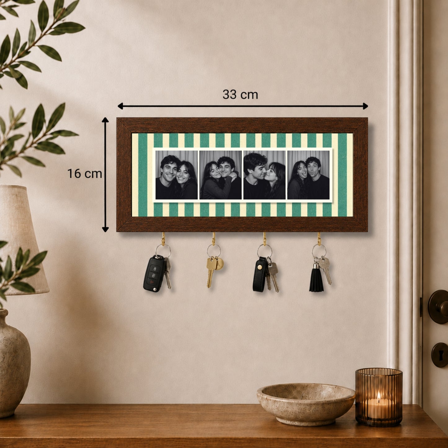 Kişiye Özel Photobooth Yatay Çerçeveli Anahtarlık - Sage