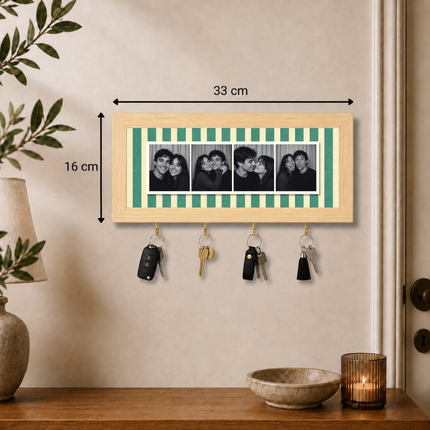 Kişiye Özel Photobooth Yatay Çerçeveli Anahtarlık - Sage