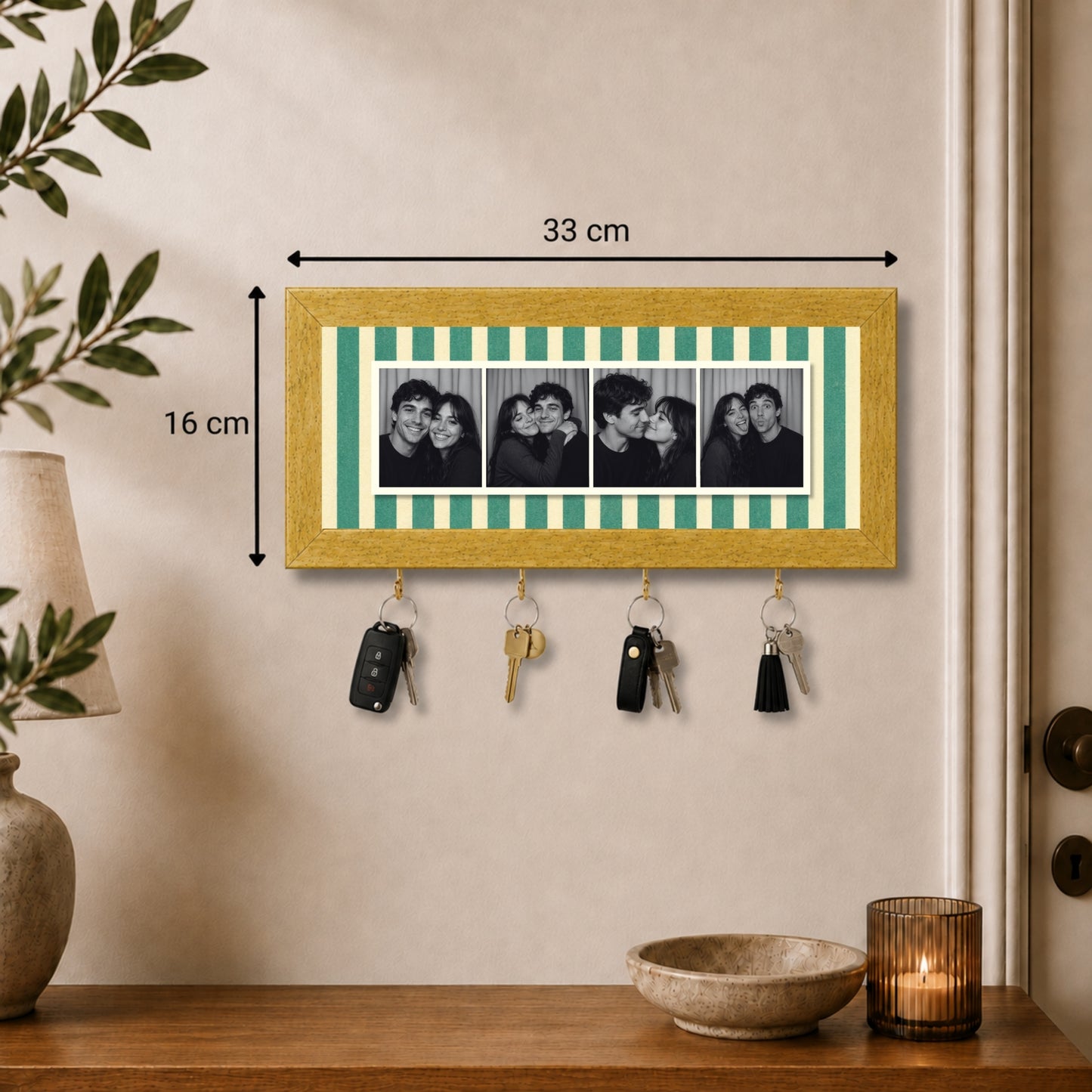 Kişiye Özel Photobooth Yatay Çerçeveli Anahtarlık - Sage