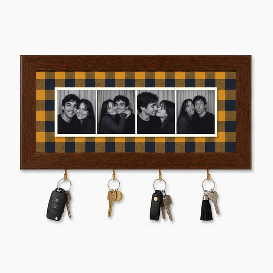 Kişiye Özel Photobooth Yatay Çerçeveli Anahtarlık - Mustard