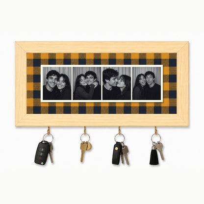 Kişiye Özel Photobooth Yatay Çerçeveli Anahtarlık - Mustard