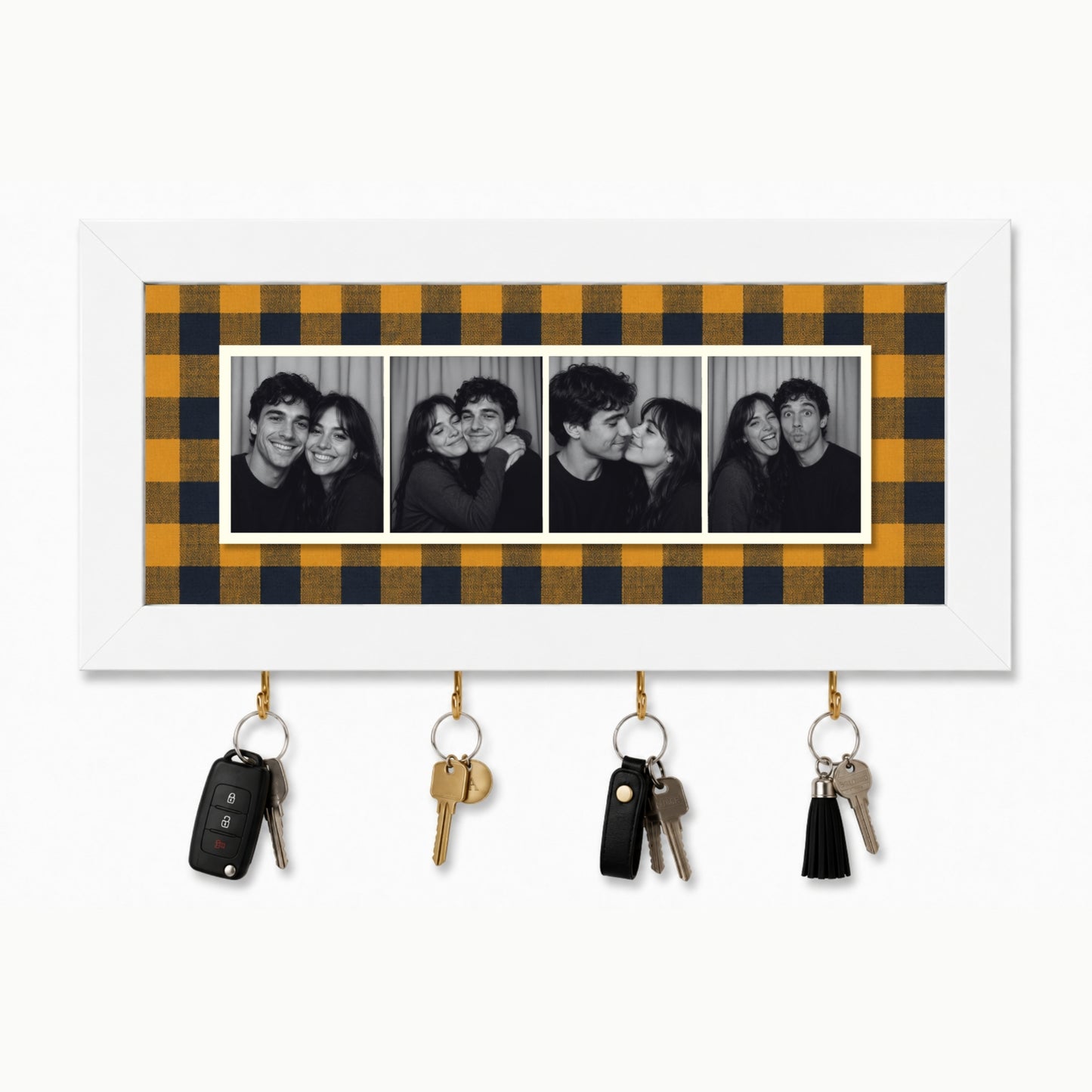 Kişiye Özel Photobooth Yatay Çerçeveli Anahtarlık - Mustard