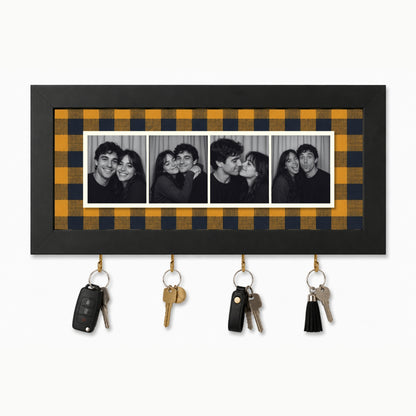 Kişiye Özel Photobooth Yatay Çerçeveli Anahtarlık - Mustard