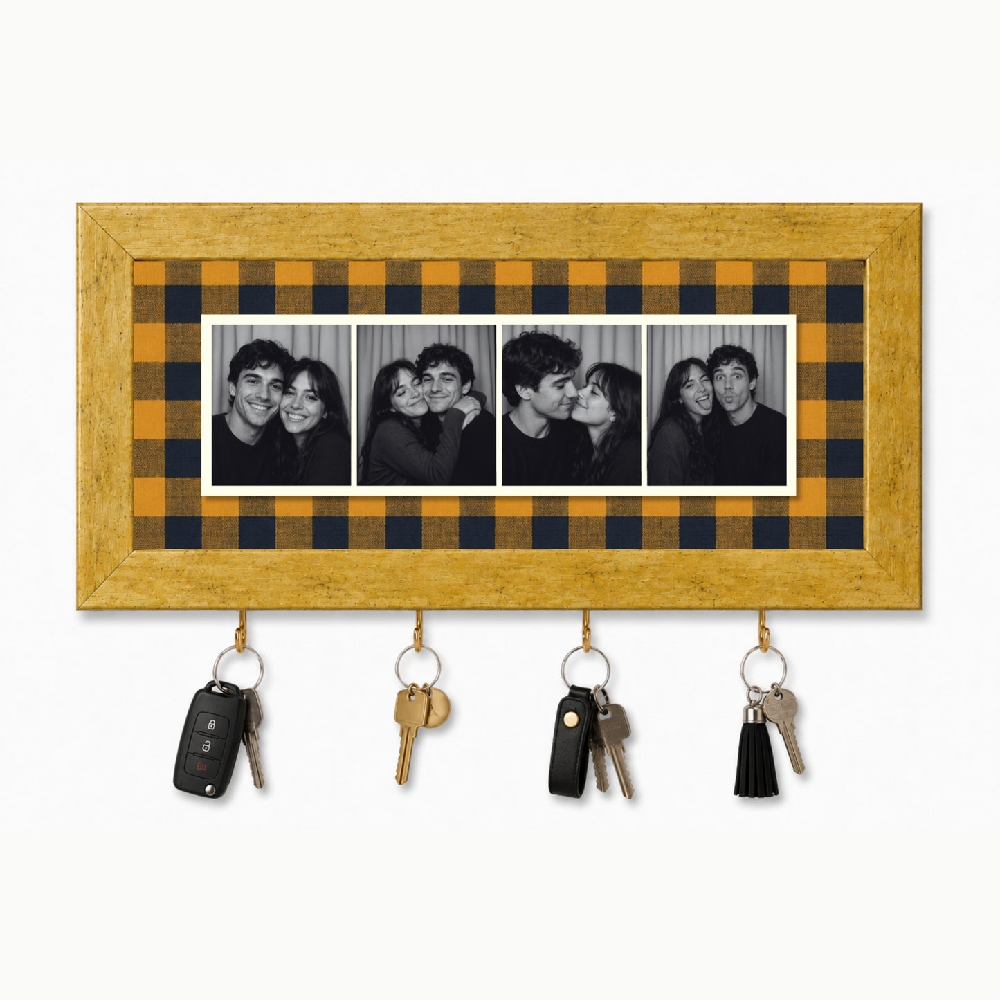 Kişiye Özel Photobooth Yatay Çerçeveli Anahtarlık - Mustard