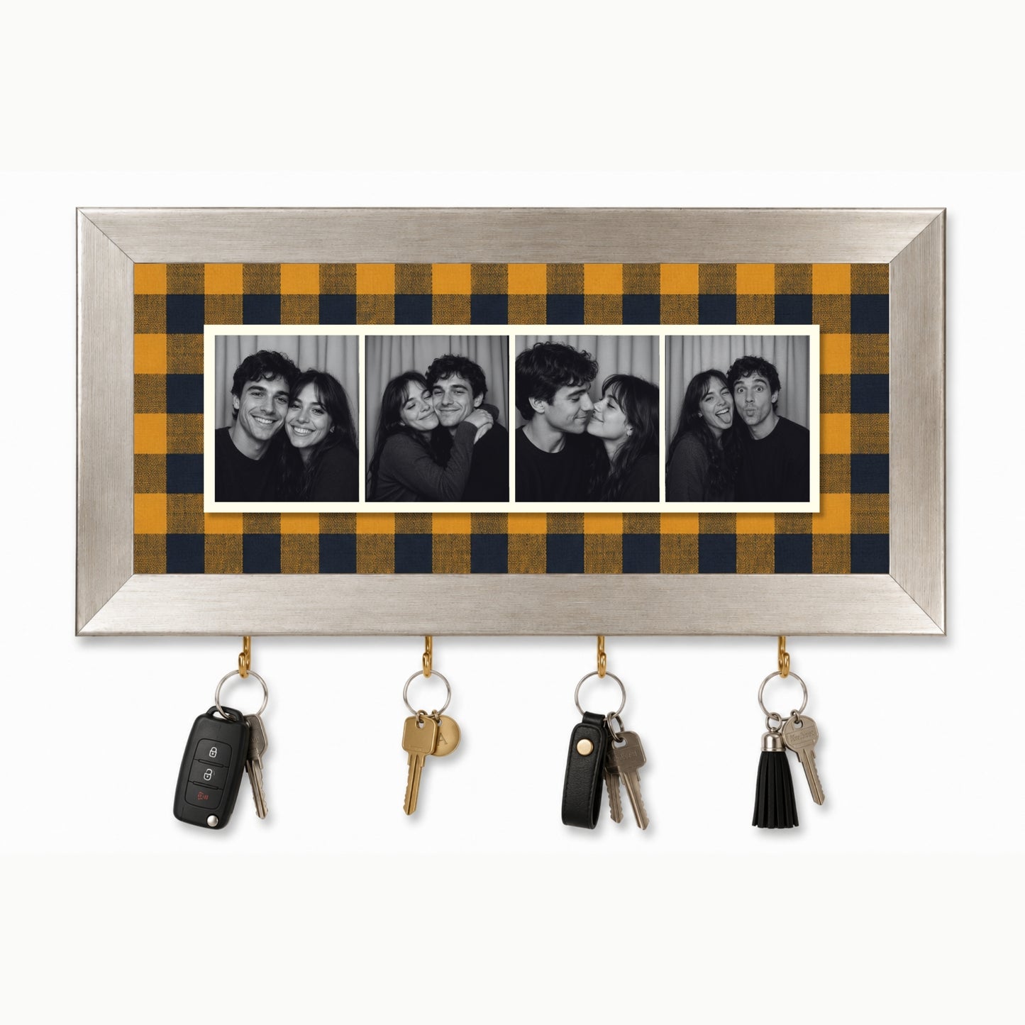 Kişiye Özel Photobooth Yatay Çerçeveli Anahtarlık - Mustard