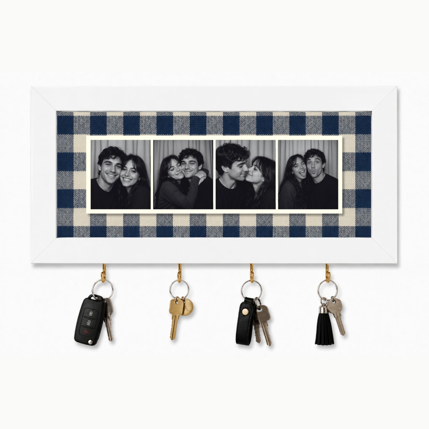 Kişiye Özel Photobooth Yatay Çerçeveli Anahtarlık - Navy