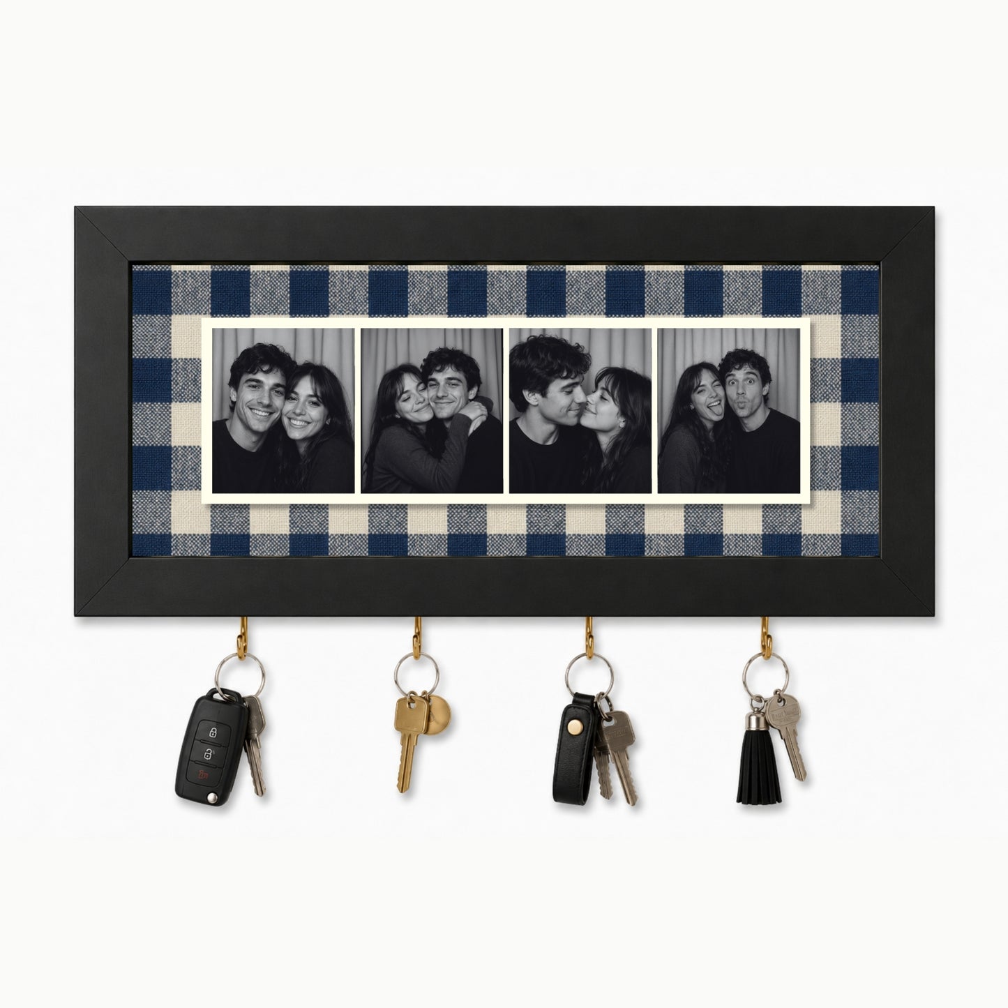 Kişiye Özel Photobooth Yatay Çerçeveli Anahtarlık - Navy
