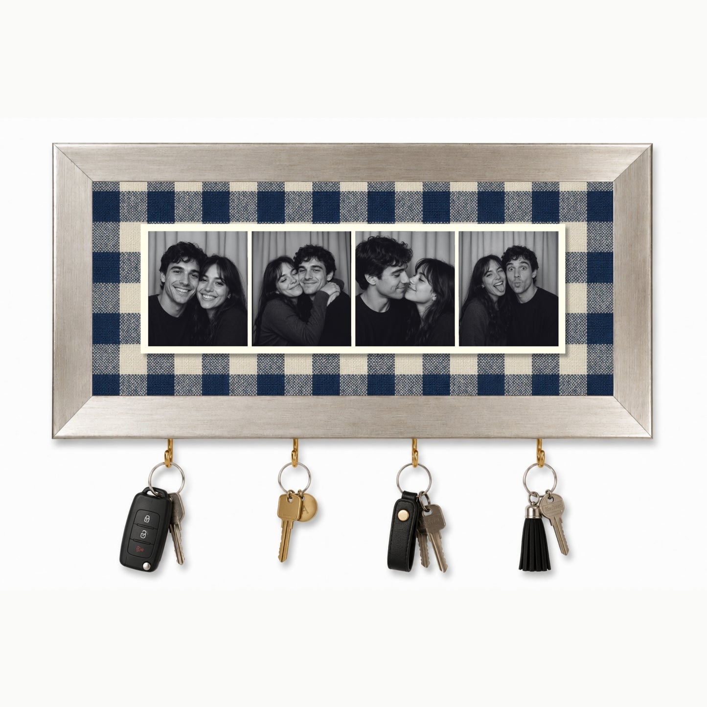 Kişiye Özel Photobooth Yatay Çerçeveli Anahtarlık - Navy