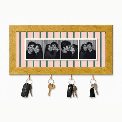 Kişiye Özel Photobooth Yatay Çerçeveli Anahtarlık - Pink Matcha